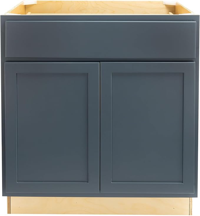 Quicklock RTA (Ready-to-Assemble) | Base Kitchen Cabinets - Shaker Style | Made in America (Needlepoint Navy, 30" Wx34.5 Hx24 D Base)