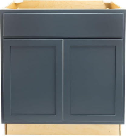 Quicklock RTA (Ready-to-Assemble) | Base Kitchen Cabinets - Shaker Style | Made in America (Needlepoint Navy, 30" Wx34.5 Hx24 D Base)