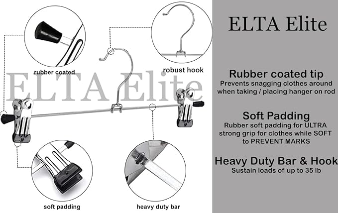 10 Pack Pant/Skirt Hangers Set with Clips