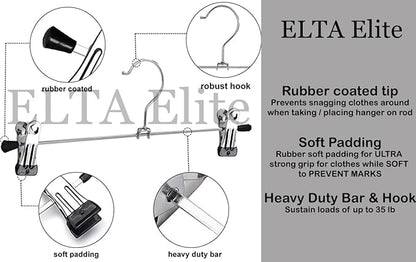 10 Pack Pant/Skirt Hangers Set with Clips
