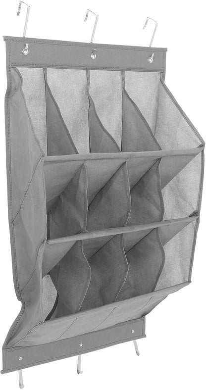 SHERCHPRY Door Shoe Organizer 12-grid Foldable Hanging Shoe Rack Wall-mounted Breathable Storage Bag for Boots Sneakers Slippers Closet Door Storage
