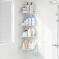 Sotfamily Plastic Shower Caddy Corner (for 90° Only), 4 Pack Adhesive Corner Shower Shelves for Bathroom Organizers and Storage, Frosted Clear