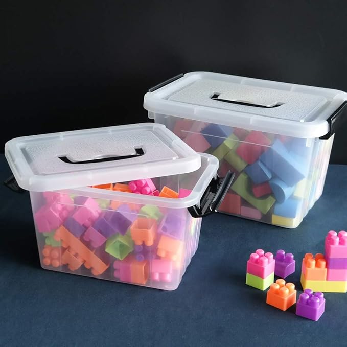 Wekioger 3 Pack Mixed Size Plastic Storage Bins for Multiuses, Clear Latching Storage Box (12Qt, 6Qt, 3.5Qt)