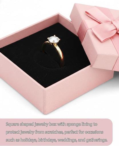 Rocutus Jewelry Gift Boxes for Necklace, Earring, Ring - Cotton Filled Cardboard Paper Jewelry Box Gift Cases for Wedding, 12 Pack Engagement, Gift Packaging, Luxury Jewelry Box, Ring Box (Pink)