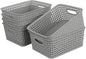 6-pack Grey Woven Plastic Storage Baskets, Organizing Bins