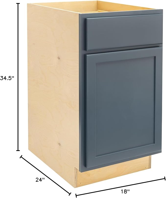 Quicklock RTA (Ready-to-Assemble) | Base Kitchen Cabinets - Shaker Style | Made in America (Needlepoint Navy, 18" Wx34.5 Hx24 D Base)