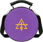 Masonic Cryptic Masons Crown Cap Case – 9”x9” Purple Embroidered (R&SM Emblem) Freemason Hat Box Foldable Design with Shoulder Strap & Cotton Gloves – Lightweight & Travel-Friendly