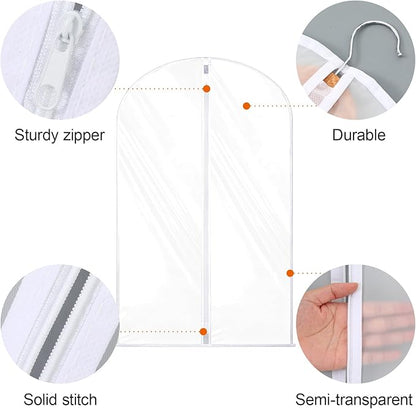 Kifmurase 40" All Clear Garment Bags for Hanging Clothes, 15 Packs Suit Bags for Closet Storage, Plastic Dustproof Suit Cover Bag Clothes Protectors Bag with Zipper for Coats Jackets Shirts Closet