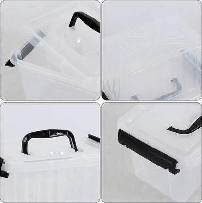 3.5 Quart Clear Latching Bin with Handle, 6-Pack Small Plastic Storage Boxes with Lids