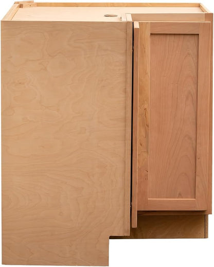 Quicklock RTA (Ready-to-Assemble) | Base Kitchen Cabinets - Shaker Style | Made in America (Raw Cherry, 18" D x 30" W x 34.5" H Lazy Susan)