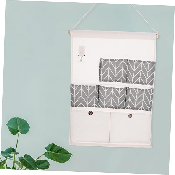 Vaguelly Closet Wall Organizer Wall Storage Pocket Hooks Bar Included Multi-pocket Design