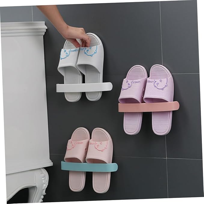 PRETYZOOM 9pcs Wall-mounted Slipper Rack Organizer No-drill Shoe Holder for Bathroom Kitchen and Entryway Stylish Strong Easy to Install Multi-purpose Hanging Storage