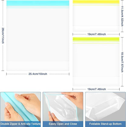 Lerine 20 Pack Reusable Freezer Bags Dishwasher Microwave Safe, Stand Up Silicone and BPA Free Reusable Sandwich Bags, Leakproof Food Storage Bags for Meal Prep - 8 Gallon 7 Sandwich 5 Snack