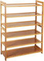 6 Tiers Shoe Rack Natural Bamboo Shoes Shelf Storage for Hallway Entryway Closet Wooden Stackable Shoe Organizer (Style A)