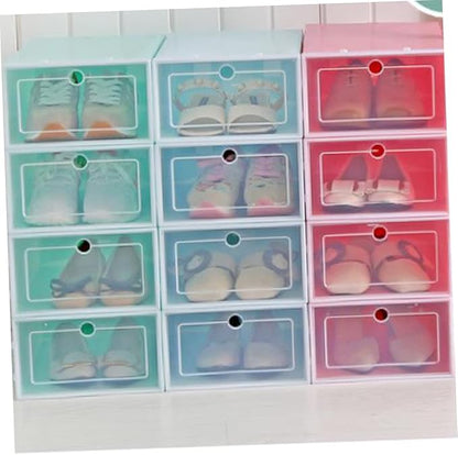 6PCS Stackable Transparent Shoes Storage Boxes Thicken Plastic Shoe Containers S Blue for Organizing Sneakers High Heels and Boots Closet Home