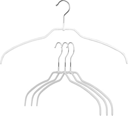 Mawa Reston Lloyd Silhouette Ultra-Thin Series, Non-Slip Space Saving Shirt Hanger, Style 42/FT, Pack of 4, White