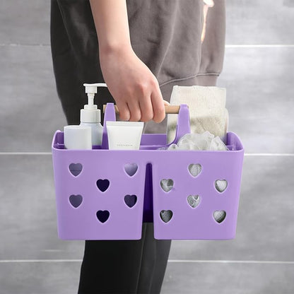 Anyoifax Portable Shower Caddy Plastic Shower Basket Organizer Divided Bathroom Caddy Storage Cleanning Caddy Tote with Handle for College, Dorm Room, Kitchen, Purple