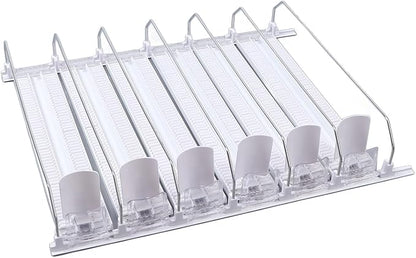 Cryfokt Self Pushing Drink Holder,Width Large Capacity 15in Fridge Drink Dispenser with Automatic Forward Sliding, Spring Loaded Soda Can Drink Organizer for Beer Wine (White), Cryfoktiofdhu5cg9-12