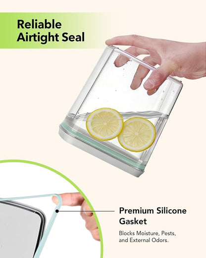 Airtight Food Containers Set with One-Touch Lid, Mixed Size Set (2.8 Qt *2+ 4.2 Qt *4) with Scoop, Stackable Jars for Complete Kitchen Organization