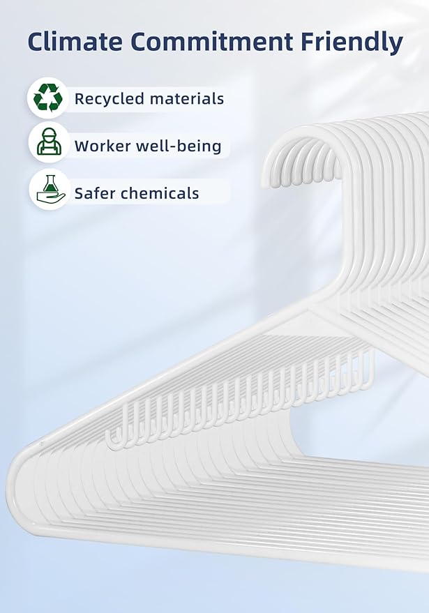 HOUSE DAY Made in USA 7200 Pack 16 Inch Plastic Hangers Bulk, Pallet Package for Business, Commercial Hangers for Retail Store, Hotel, Laundry - Smooth & Non-Slip Design, 6 lb Weight Capacity (White)