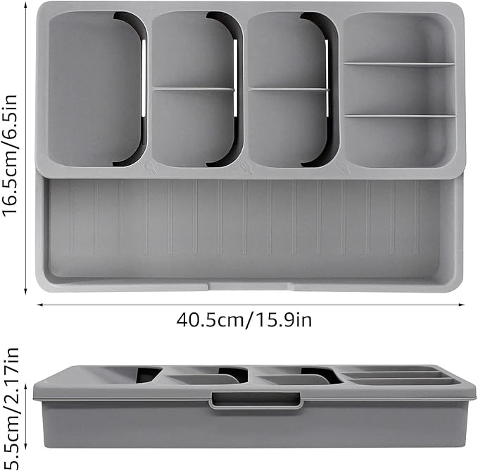 RPJFCPCS Kitchen Drawer Organizer Tray,Drawer Organiser,Cutlery Tray,Expandable Utensil Tray for Kitchen,Compact Plastic Storage Organisation for Spoons