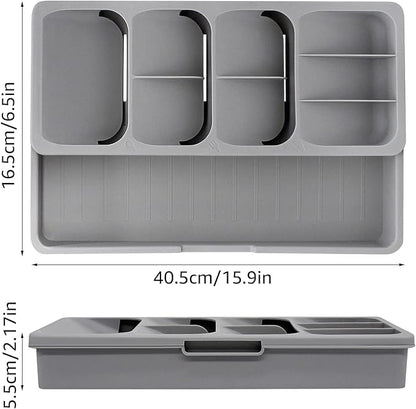 RPJFCPCS Kitchen Drawer Organizer Tray,Drawer Organiser,Cutlery Tray,Expandable Utensil Tray for Kitchen,Compact Plastic Storage Organisation for Spoons