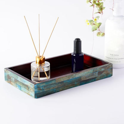 Handicrafts Home Small Bathroom Tray for Countertop, Bone Inlay Vanity Tray for Cosmetics, Guest Towel Holder, Decorative Serving Tray for Bathroom & Kitchen Counter Organizer, Vintage Decor - 10x6