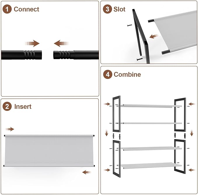 Shoe Rack for Closet & Entryway, Stackable Shoe Organizer, Screw-Fastened Metal Frame for Less Wobble, Heel-Friendly Non-Woven Shelves, 11.8" Deep Space-Saving Shoe Storage (Black, 8Tier)