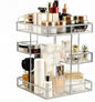 360 Degree Rotation Cosmetic Organizer -Premium Makeup Storage with Spin Base,Antique Countertop Cosmetic Storage,Large Capacity,Beauty Display for Countertop,Vanity or Bathroom (silver)