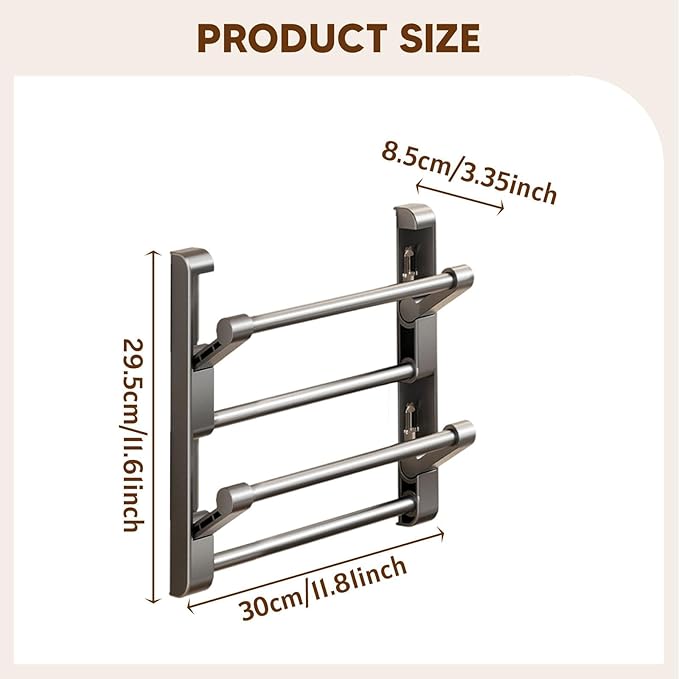 Yajuyi Shoe Storage Rack Foldable Organizer Folding Hanging Shelf Space Saving Aluminum Punch Free Suitable for Entryway Kitchen Bedroom, 30cm