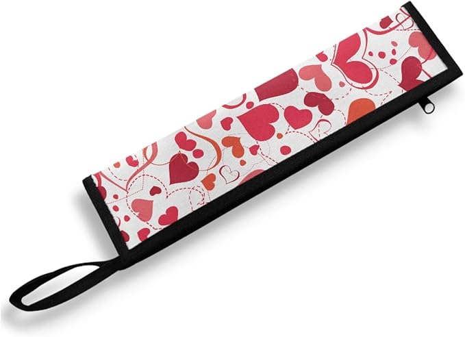 COEQINE Travel Silverware Holder Pink Lovely Heart for Women Travel Utensil Carrying Case With Handles Zipper Flatware Organizer Case for Camping
