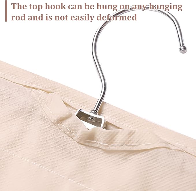 Hanging Jewelry Organizer Double Sided Necklace Storage Holder with 80 Clear Pockets Portable Necklace Holder Jewelry Bag for Earrings Necklace Bracelet (Beige 1PC)