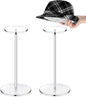 Yookeer 2 Set 16 Inch Clear Acrylic Hat Stands and Wig Display Rack Stands for Multiple Hats Display Tabletop Baseball Caps Watch Tabletop (Round Bottom)