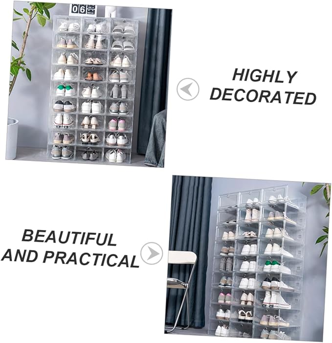 Ciieeo 6pcs Plastic Shoes Box Stackable Storage Containers for Sneakers Organizing Storage Boxes Lids
