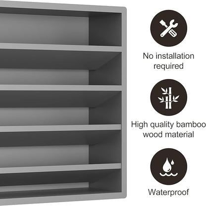 Orimade 4 Tier Spice Rack Organizer for Cabinet, Freestanding Bamboo Seasoning Rack for Countertop, Cupboard, Pantry, Kitchen, 13.18 x 4.13 x 12.2 inches(Spice Jars Not Included), Grey