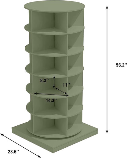 HomVent Rotating Shoe Rack, 6-Tier Spinning Shoe Rack Tower, Free Standing 360° Revolving Shoe Organizer Shoe Storage Shelf Hold Over 24 Pairs Shoes for Entryway Living Room