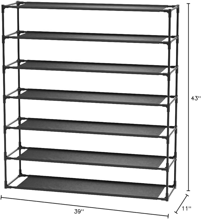 Jerry & Maggie Simple Trending 7 Tier Stackable Shoe Rack for Garage, Shoe Rack for Entrance Small Space for Dorm Shoe Racks, Over Door Shoe Rack, Kitchen Storage Shelves Solution
