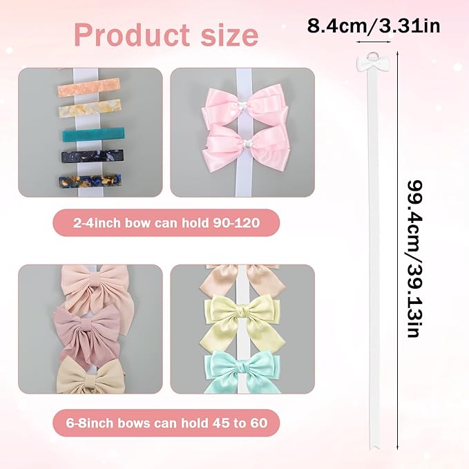 Mabor 3Pcs Hair Bow Holder, Hairbow Organizer Hanger for Girls Hair Bows, Ribbon Hairpin Organizer Storage for Women, Wall Hanging Alligator Clip Accessories