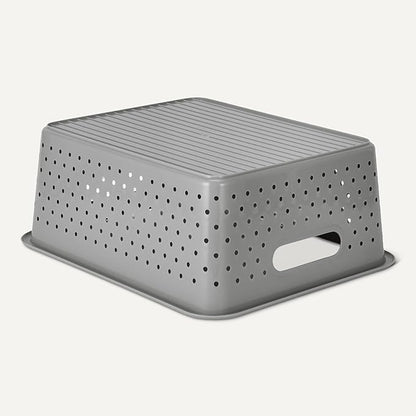 Amazon Basics Decorative BPA-Free Plastic Storage Baskets, 13.66 x 11.34 x 5.39, Grey, Pack of 4