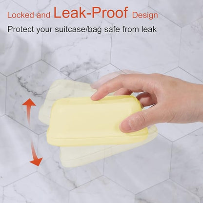 Quatish 2 Pack Travel Soap Container, Portable Soap Holder with Lid, Travel Bar Soap Holder, Soap Case for Camping Gym Travel, Soap Box for Bathroom, Yellow