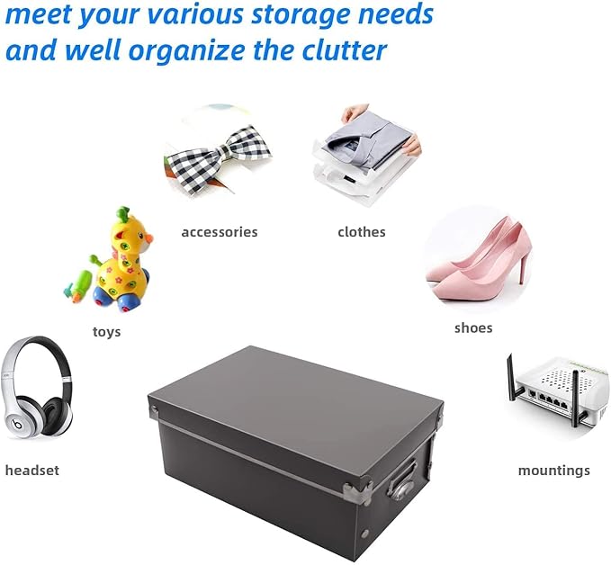 XUCHUN Foldable Plastic Storage Boxes with Lids - Decorative Organizer for Clothes, Shoes, Office & Keepsakes | Multi-Size Nesting Design, Space-Saving Memory Box