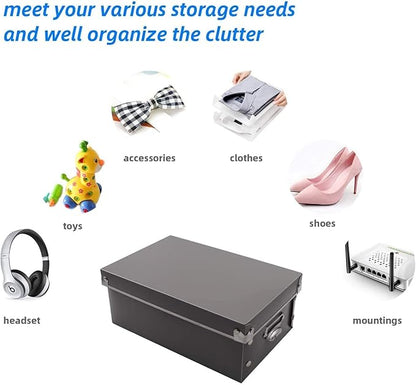 XUCHUN Foldable Plastic Storage Boxes with Lids - Decorative Organizer for Clothes, Shoes, Office & Keepsakes | Multi-Size Nesting Design, Space-Saving Memory Box