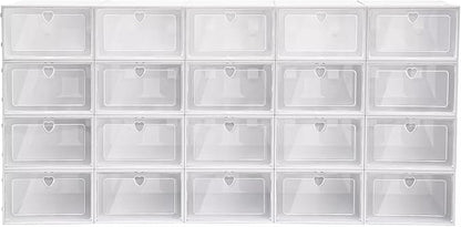 for 20pcs Stackable Shoe Storage Box Plastic Sneaker Display Case Organizer