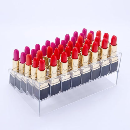 Benbilry Acrylic Lipstick Organizer, 40 Slot Display Rack - 8 x 5 Arrangement, Holds Lipstick, Brushes, Bottles & More