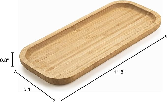 Bamboo Vanity Tray, Bathroom Counter Tray, Toilet Tank Top Tray for Organizing and Decor Display, 11.8 x 5.1 x 0.8 inch