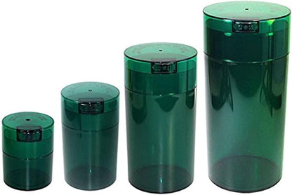 Tightvac Set of 4 - Patented Airtight Storage Container | Multi-use Vacuum Container Keeps Your Herbs and Dry Goods Fresh and Flavorful. Green Tint
