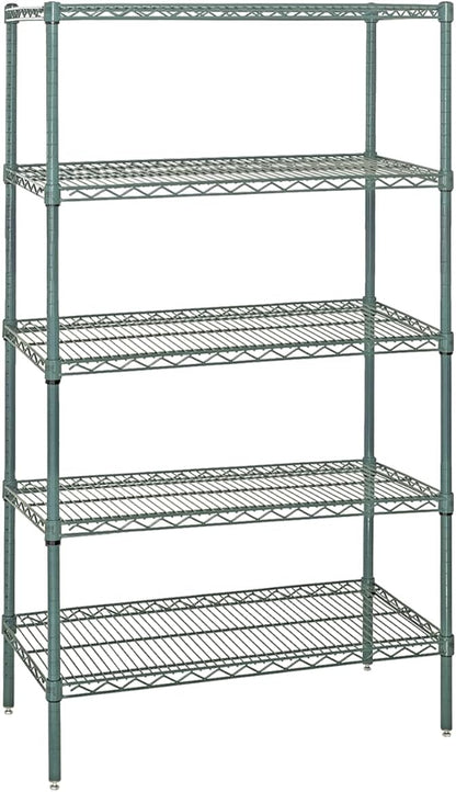 QUANTUM STORAGE SYSTEMS WR54-1830P Starter Kit Wire Shelves Green Epoxy 4 Shelves 54" H x 30" W x 18" D