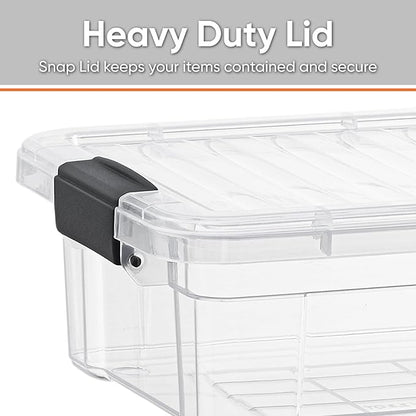 Superio Storage Bins with Lids- 4 Pack, 7.4 Qt Clear Boxes for Organizing, Stackable Plastic Containers- BPA Free, Non-Toxic, Odor Free, Organizer for Home, Office, Dorm