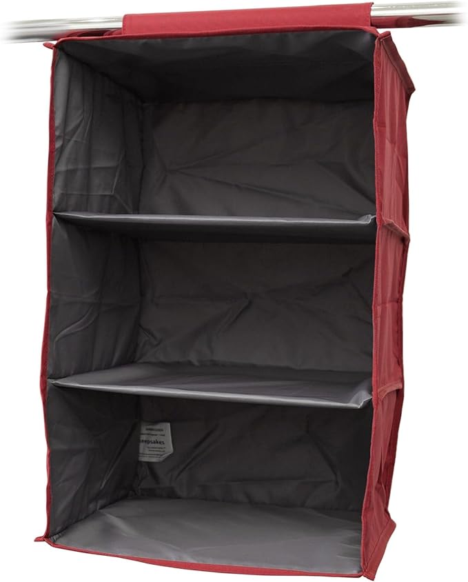 Covermates Keepsakes Hanging Closet Organizer – Heavy Duty Vertical Wardrobe Storage Shelves for Sweaters, Handbags, and Shoes – Acid-Free Interior Lining, Scarlett Red