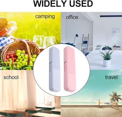 Kakalote 2 Pcs Portable Cutlery Case, Simple Reusable Camping Cutlery Case for Travelling, Work and School (Blue+Pink)